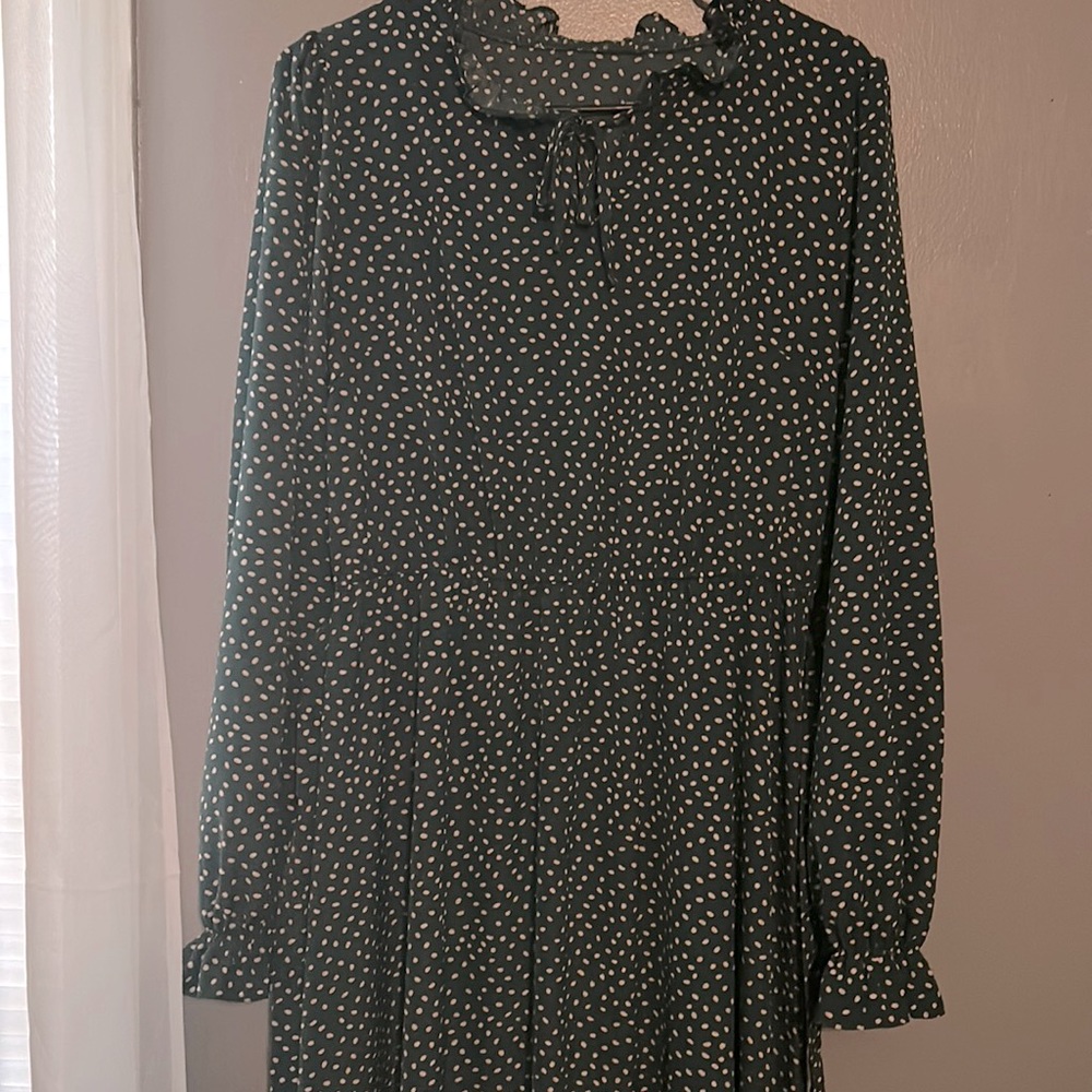 Shein Maxi emerald green polka dot dress